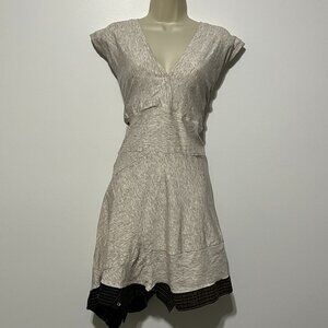 Handmade Dress S/M Beige Asymmetrical Artsy Lagenlook Gallery Girl Canada Indie